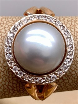 *Кольцо р.19,5 д.11-11,5 Серебристый Жемчуг цв Красное арт. 1.0837.3.b-713 Вес 5,21 г - фото 346689