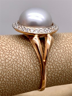 *Кольцо р.19,5 д.11-11,5 Серебристый Жемчуг цв Красное арт. 1.0837.3.b-713 Вес 5,21 г - фото 346690