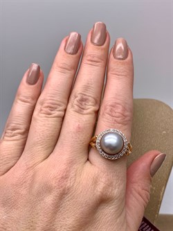 *Кольцо р.19,5 д.11-11,5 Серебристый Жемчуг цв Красное арт. 1.0837.3.b-713 Вес 5,21 г - фото 346692