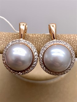 *Серьги д.11-11,5 Серебристый Жемчуг цв Красное арт. 2.0837.0.b-720 Вес 8,69 г - фото 346698