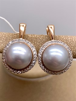 *Серьги д.11-11,5 Серебристый Жемчуг цв Красное арт. 2.0837.0.b-720 Вес 8,69 г - фото 346700