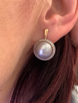 *Серьги д.11-11,5 Серебристый Жемчуг цв Красное арт. 2.0837.0.b-720 Вес 8,69 г - фото 346701