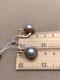 *Серьги д.11-11,5 Серебристый Жемчуг цв Красное арт. 2.0837.0.b-720 Вес 8,69 г - фото 346703