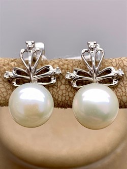 *Серьги Белый Жемчуг д.9-9,5 цв Белое арт. 2.0236.1.b-339 Вес 4,99 г - фото 346857