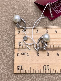 *Серьги Белый Жемчуг д.9-9,5 цв Белое арт. 2.0236.1.b-339 Вес 4,99 г - фото 346860