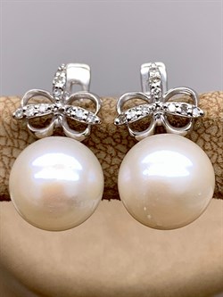 *Серьги Белый Жемчуг д.9-9,5 цв Белое арт. 2.0246.1.b-764 Вес 4,46 г - фото 346864