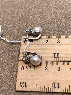 *Серьги Белый Жемчуг д.9-9,5 цв Белое арт. 2.0246.1.b-764 Вес 4,46 г - фото 346867