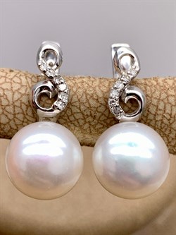 *Серьги Белый Жемчуг д.9-9,5 цв Белое арт. 2.0243.1.b-334 Вес 4,47 г - фото 346870