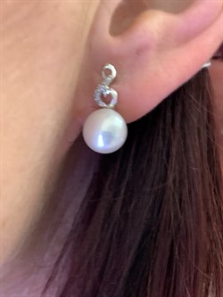 *Серьги Белый Жемчуг д.9-9,5 цв Белое арт. 2.0243.1.b-334 Вес 4,47 г - фото 346871