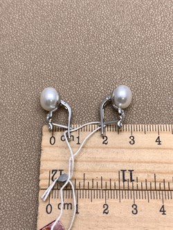 *Серьги Белый Жемчуг д.9-9,5 цв Белое арт. 2.0243.1.b-334 Вес 4,47 г - фото 346872