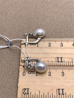 *Серьги Белый Жемчуг д.9-9,5 цв Белое арт. 2.0243.1.b-334 Вес 4,47 г - фото 346873