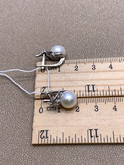 *Серьги Белый Жемчуг д.9-9,5 цв Белое арт. 2.0240.1.b-911 Вес 5,01 г - фото 346885