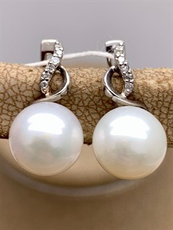 *Серьги Белый Жемчуг д.9-9,5 цв Белое арт. 2.0248.1.b-306 Вес 4,98 г - фото 346906