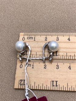 *Серьги Белый Жемчуг д.9-9,5 цв Белое арт. 2.0248.1.b-306 Вес 4,98 г - фото 346909