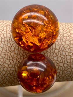 *Кольцо р.18 Шары Янтарь арт. 1340484318-1-573 Вес 3,25 г - фото 347043