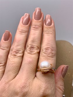 *Кольцо р.18 Белый Жемчуг д.11,5-12 цв Красное арт. 1.0904.0.b-926 Вес 4,53 г - фото 347258