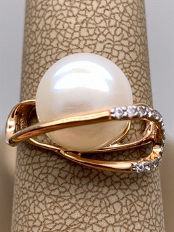 *Кольцо р.18,5 Белый Жемчуг д.12-12,5 цв Красное арт. 1.0908.0.b-294 Вес 4,72 г - фото 347275