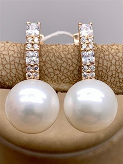 *Серьги Белый Жемчуг д.10-10,5 цв Красное арт. 2.0966.0.b-589 Вес 5,57 г - фото 347327