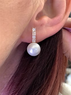 *Серьги Белый Жемчуг д.10-10,5 цв Красное арт. 2.0966.0.b-589 Вес 5,57 г - фото 347328