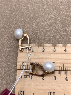 *Серьги Белый Жемчуг д.10-10,5 цв Красное арт. 2.0966.0.b-589 Вес 5,57 г - фото 347329