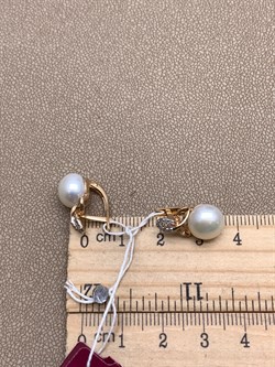 *Серьги Белый Жемчуг д.9-9,5 цв Красное арт. 2.0249.1.b-696 Вес 4,82 г - фото 347370