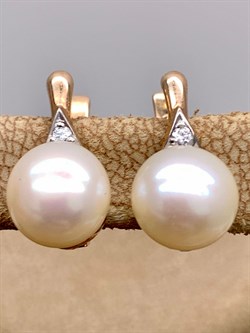 *Серьги Белый Жемчуг д.8-8,5 цв Красное арт. 2.0941.0.b-172 Вес 3,47 г - фото 347405