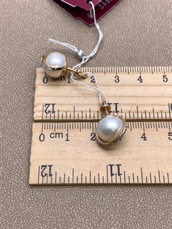 *Пусеты Белый Жемчуг д.10,5-11 цв Красное арт. 2.0901.0.b-668 Вес 5,55 г - фото 347424