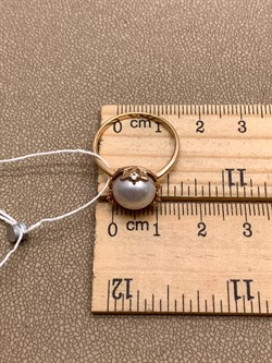 *Кольцо р.18 Белый Жемчуг д.9,5-10 цв Красное арт. 1.0865.0.b-684 Вес 3,07 г - фото 347439