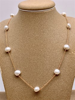 *Ожерелье р.40 Белый Жемчуг д.7,5-8,5 цв Красное арт. 6.F004.a.z-511 Вес 5,67 г - фото 347454