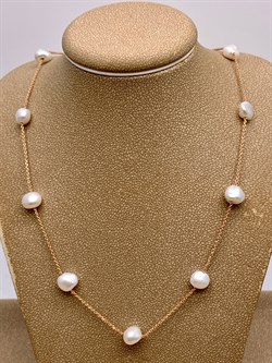 *Ожерелье р.40 Белый Жемчуг д.7,5-8,5 цв Красное арт. 6.F004.a.z-511 Вес 5,67 г - фото 347455