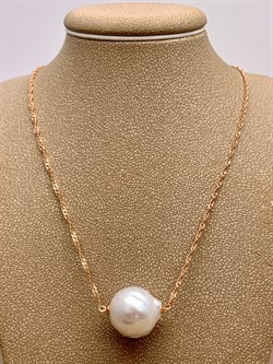 *Ожерелье р.45 Белый Жемчуг Барокко д.14-16 цв Красное арт. 6.U001.s.x-907 Вес 6,87 г - фото 347549