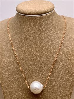 *Ожерелье р.45 Белый Жемчуг Барокко д.14-16 цв Красное арт. 6.U001.s.x-907 Вес 6,87 г - фото 347550