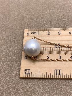 *Ожерелье р.45 Белый Жемчуг Барокко д.14-16 цв Красное арт. 6.U001.s.x-907 Вес 6,87 г - фото 347553