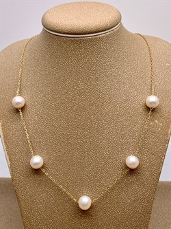 *Ожерелье р.50 Белый Жемчуг д.7-8 цв Лимонное арт. 6.0005.y.m-146 Вес 5,5 г - фото 347568