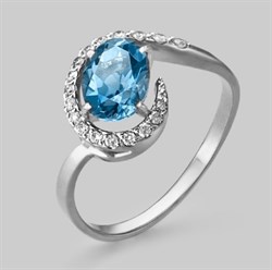 *Кольцо р.17 Топаз, Фианит цв Белое арт. 01-4289-00-207-1120-46-931 (вес 2,29 г) - фото 50107