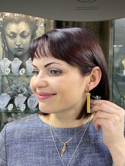 *Серьги Черный Бр цв Лимонное арт. 2-107-262-48-003 (вес 8,21 г) - фото 54731