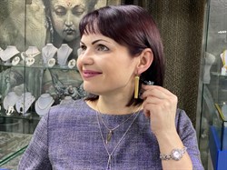 *Серьги Черный Бр цв Лимонное арт. 2-107-262-48-003 (вес 8,21 г) - фото 54732