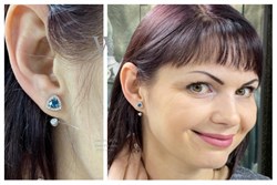 *Пусеты Голубой Топаз Лондон цв Белое арт. 2-202056-00-10-038 вес 2,88 г - фото 58918