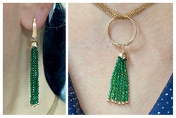 *Серьги Трансформеры Зеленая Шпинель цв Красное арт. С110-5493ШИ-841 вес 7,25 г - фото 62654