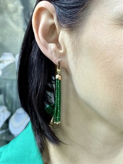 *Серьги Трансформеры Зеленая Шпинель цв Красное арт. С110-5493ШИ-841 вес 7,25 г - фото 64730