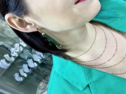 *Серьги Трансформеры Зеленая Шпинель цв Красное арт. С110-5493ШИ-841 вес 7,25 г - фото 64731