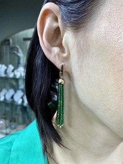 *Серьги Трансформеры Зеленая Шпинель цв Красное арт. С110-5493ШИ-841 вес 7,25 г - фото 64732