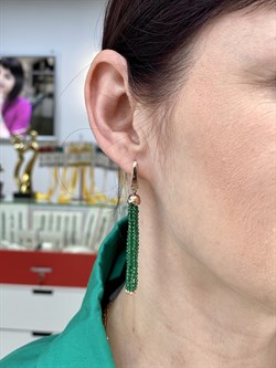 *Серьги Трансформеры Зеленая Шпинель цв Красное арт. С110-5493ШИ-841 вес 7,25 г - фото 64734