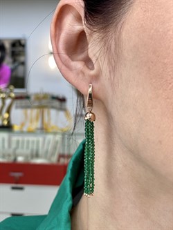 *Серьги Трансформеры Зеленая Шпинель цв Красное арт. С110-5493ШИ-841 вес 7,25 г - фото 64735