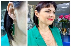 *Серьги Трансформеры Зеленая Шпинель цв Красное арт. С110-5493ШИ-841 вес 7,25 г - фото 64736