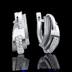 *Серьги Белый Фианит цв Белое арт. 02-4044-00-401-1120-48-412 (вес 3,52 г) - фото 6575 *Серьги Белый Фианит цв Белое арт. 02-4044-00-401-1120-48-412 (вес 3,52 г) - фото 6575