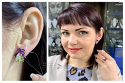 *Серьги Аметист Хризолит Микс цв Красное арт. С122-5064М3-519 вес 6,05 г - фото 66044