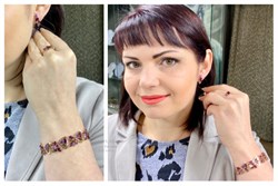 *Браслет р.18 Гранат цв Красное арт. Бр120-048-18Гр-455 вес 40,89 г - фото 66136