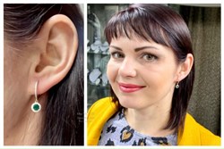 *Серьги Конго Зеленый Агат цв Красное арт. 02-3116-00-275-1110-47-618 вес 3,2 г - фото 66258