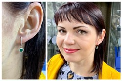 *Серьги Конго Зеленый Агат цв Красное арт. 02-3116-00-275-1110-47-618 вес 3,2 г - фото 66259